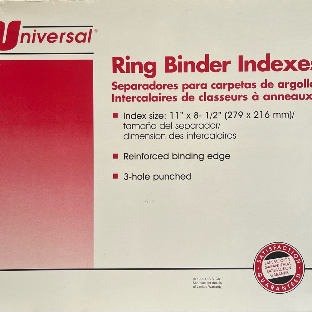 Universal 5 Clear Tab Binder Dividers 23 sets item # 20831